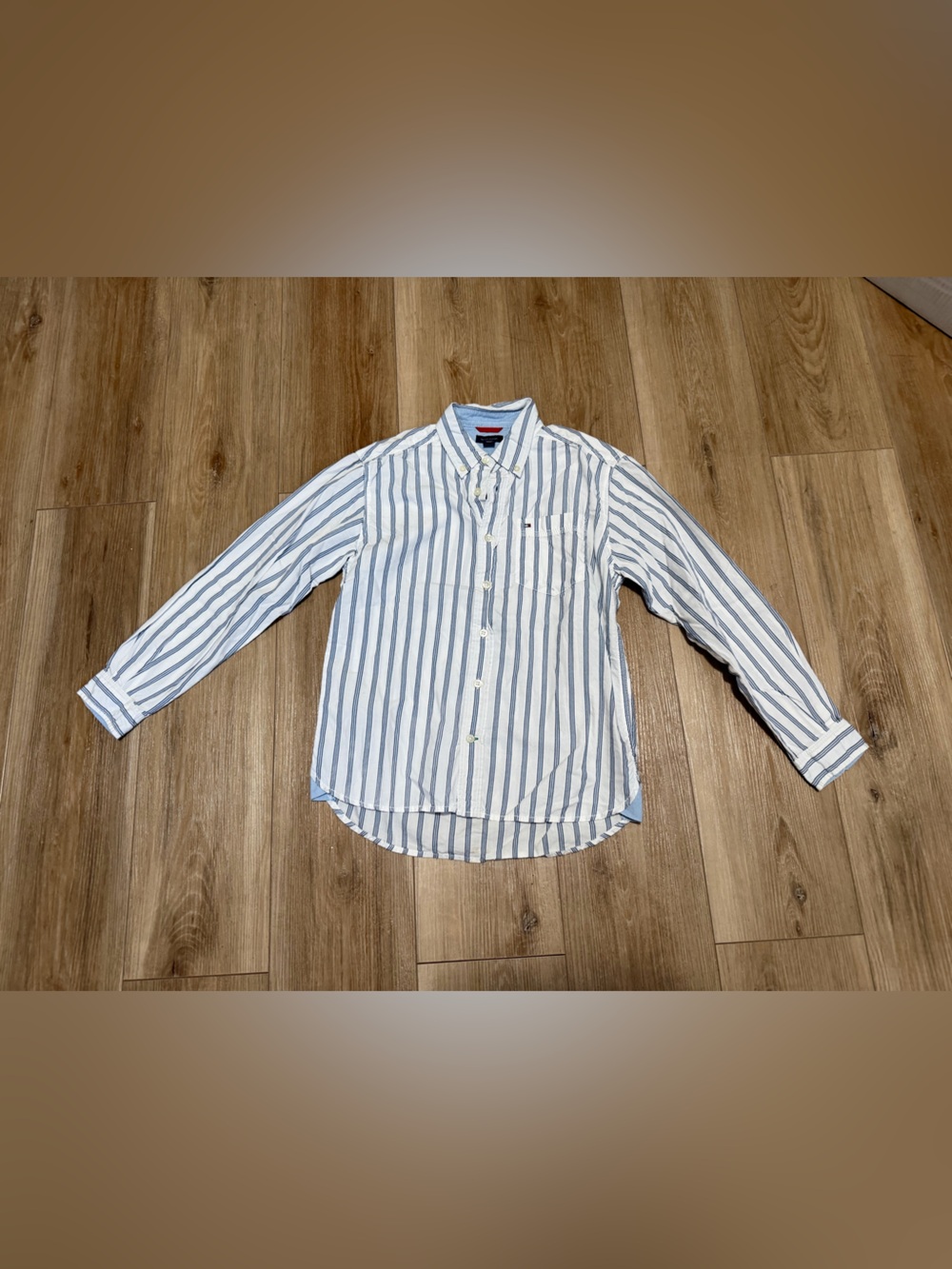 Tommy Hilfiger Blue & White Striped Button-Down Shirt for Kids